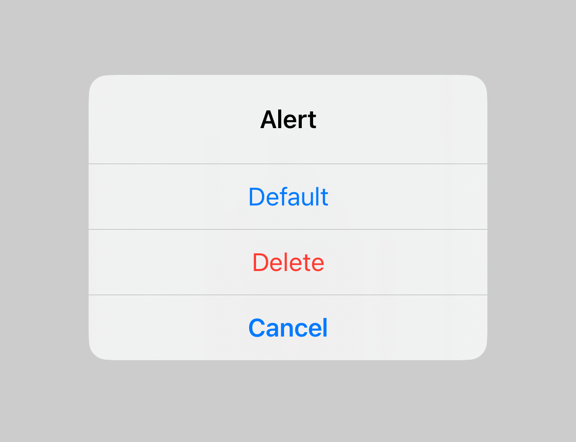 Buttons as Alert actions.