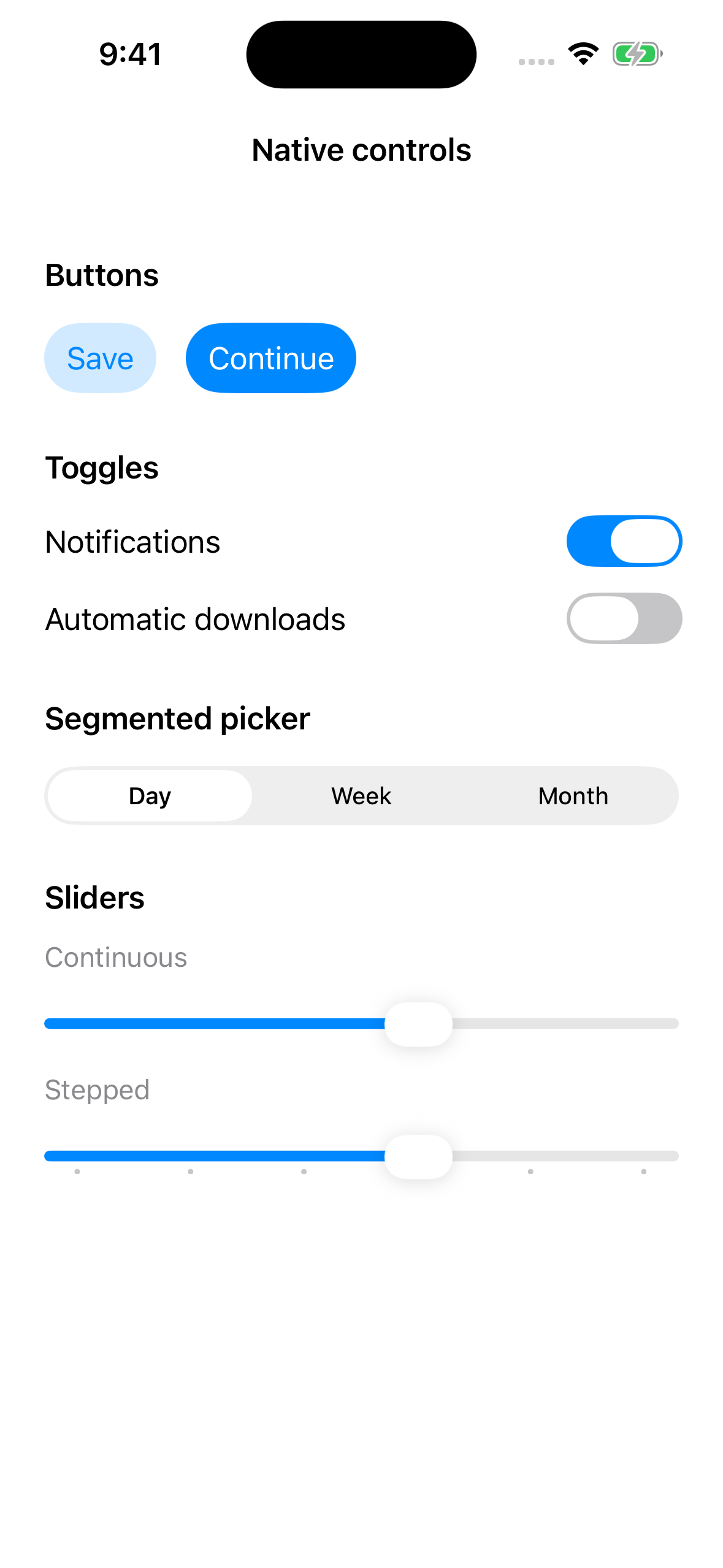 The same native controls on iOS 26.3.