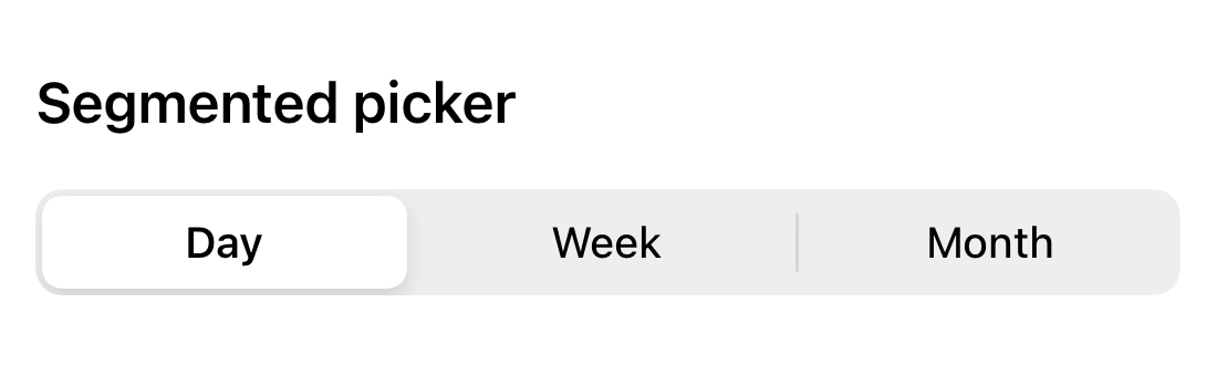 A close-up of a segmented SwiftUI picker on iOS 17.5.