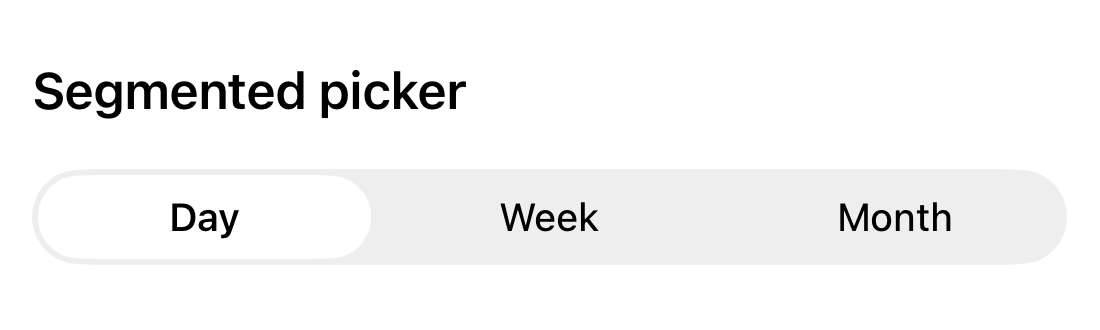 The same segmented SwiftUI picker with a rounder selection on iOS 26.3.