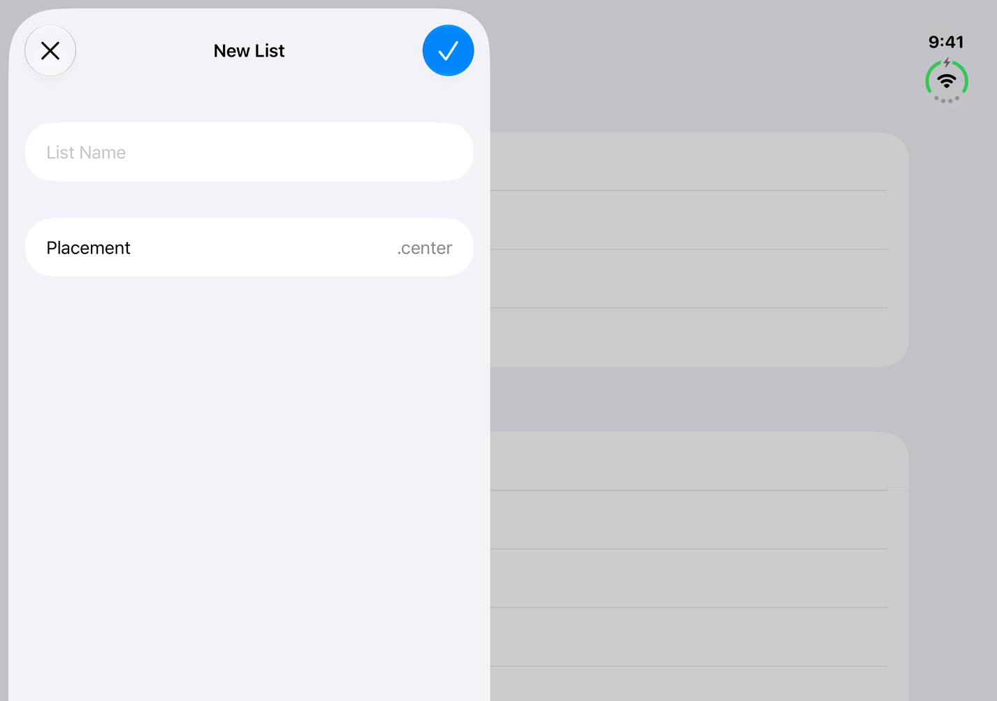 On a half-open iPhone Duo, a sheet with placement center still fills the left half instead of sitting over the fold.