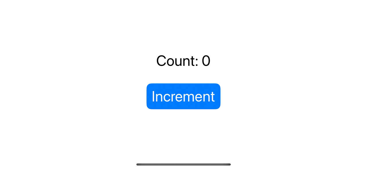 A button with an action that increases a count value.
