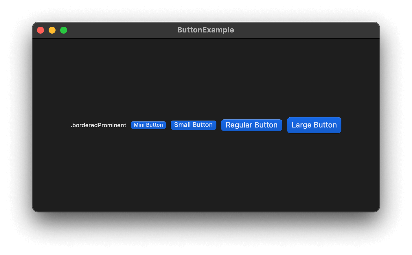 An example of different control sizes on macOS.