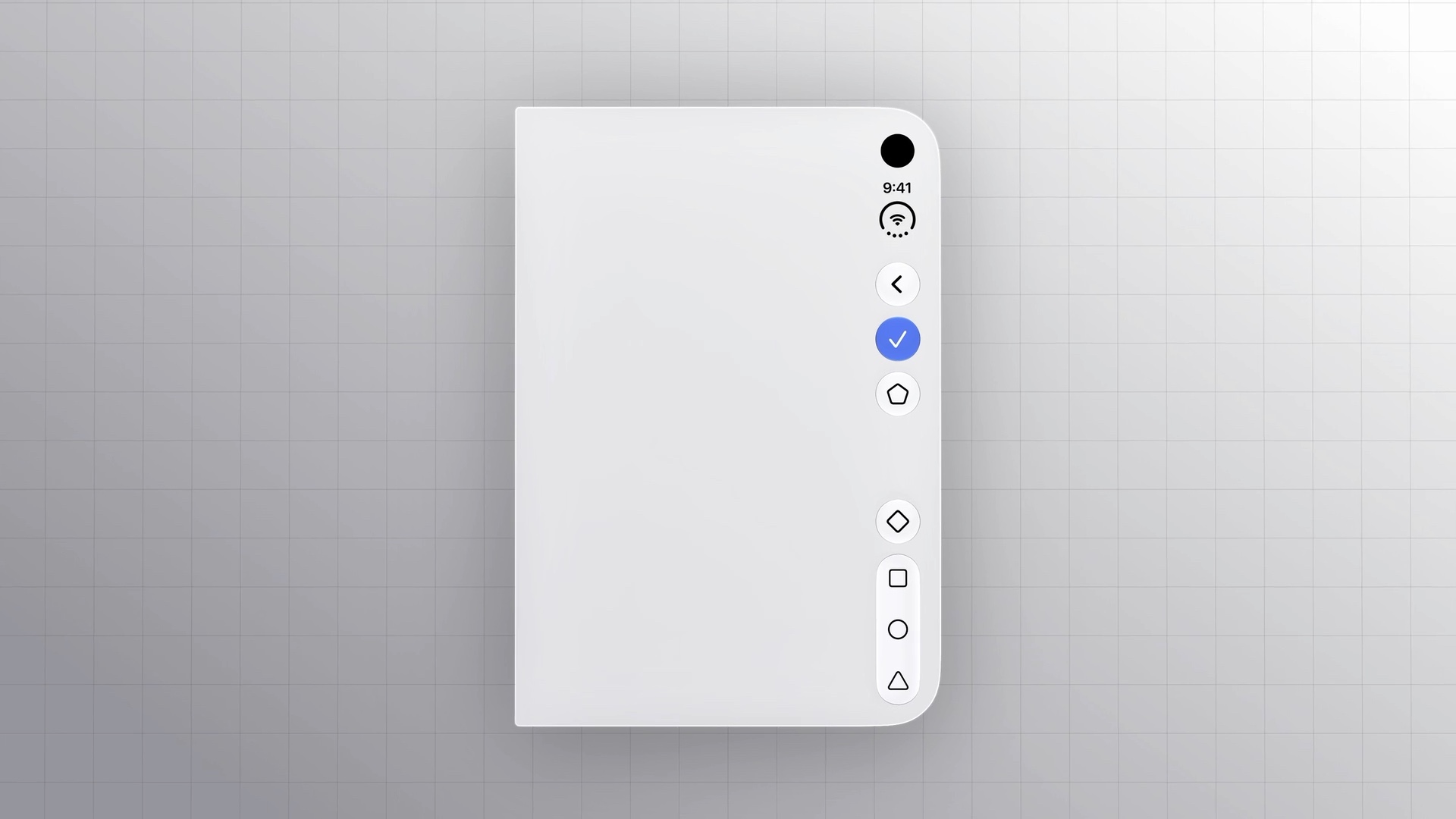 A vertical bar on iPhone Duo with back at the top, a blue Done checkmark next, then remaining symbol items grouped below.