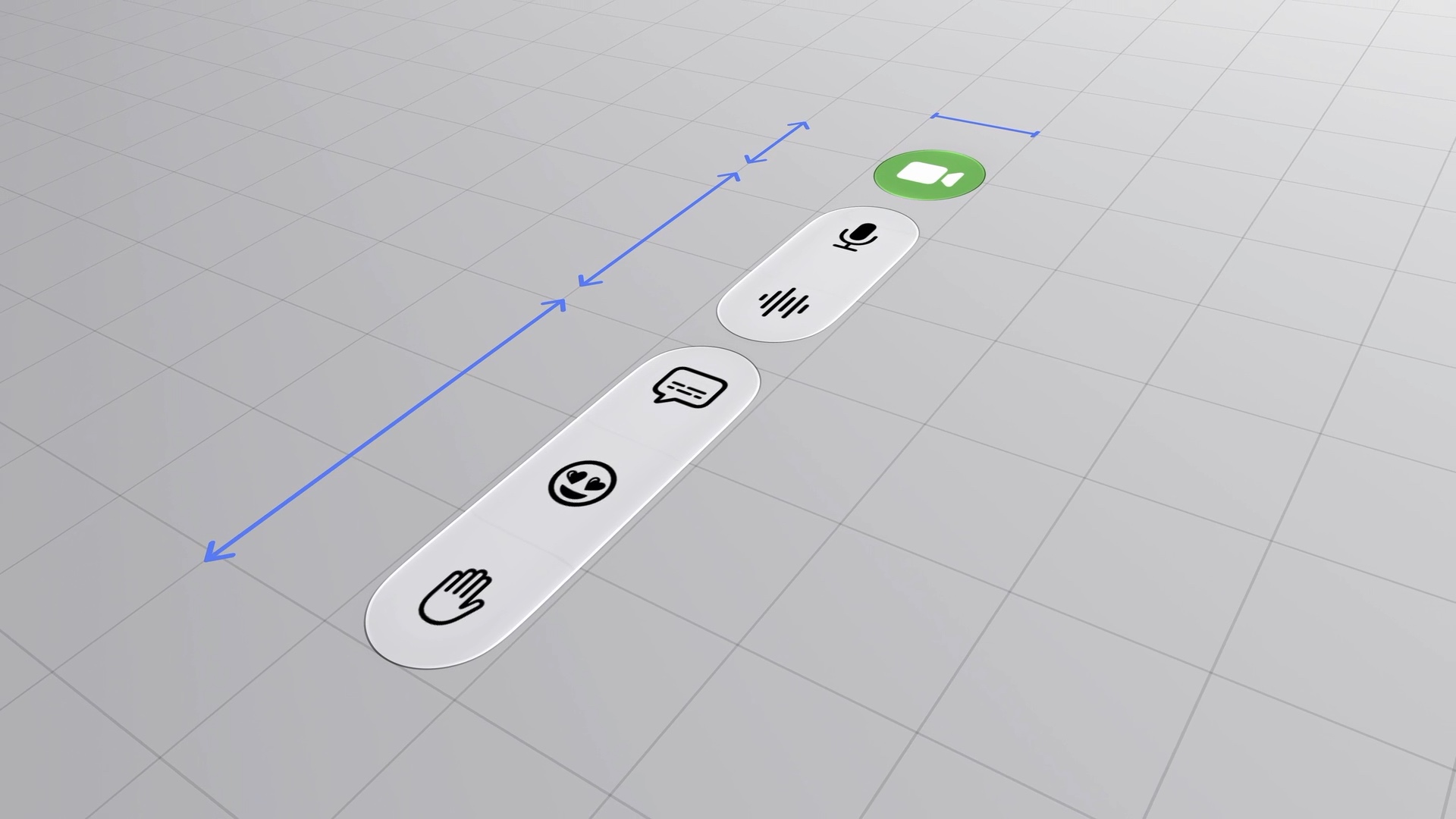 A vertical toolbar on a grid, with a fixed width and arrows showing that item heights can grow and shrink.
